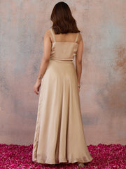 Beige Bling and Sparkly Embellished Top with Skirt