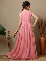 Girls Embroidered Round Neck Ethnic Dress