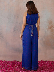 Royal Blue Printed Basic Jumpsuit