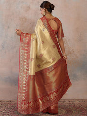Ethnic Motifs Zari Silk Blend Heavy Work Kanjeevaram Saree