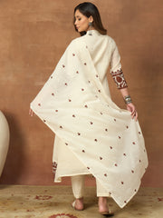 Women Ethnic Motifs Embroidered Regular Thread Work Kurta with Trousers & With Dupatta