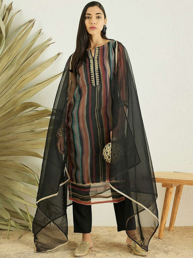 Ethnic Motifs Embroidered Kurta with Trousers & Dupatta