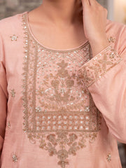 Pink Premium Chinnon Hand Beads Work Palazzo Suit