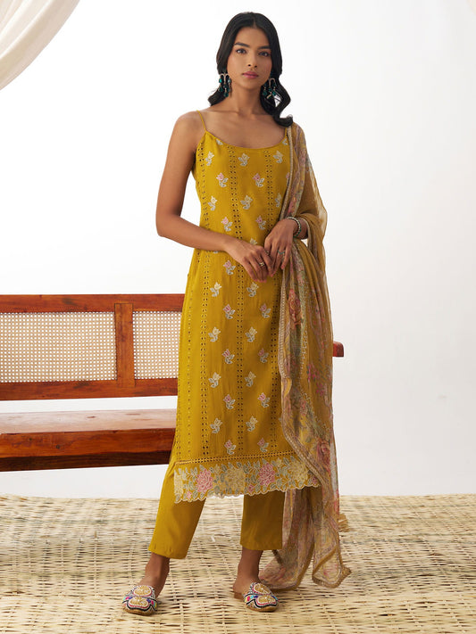 Yellow Chikankari Embroidery Salwar Suit