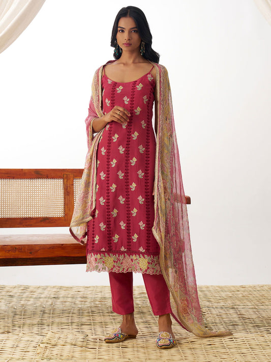 Red Chikankari Embroidery Salwar Suit
