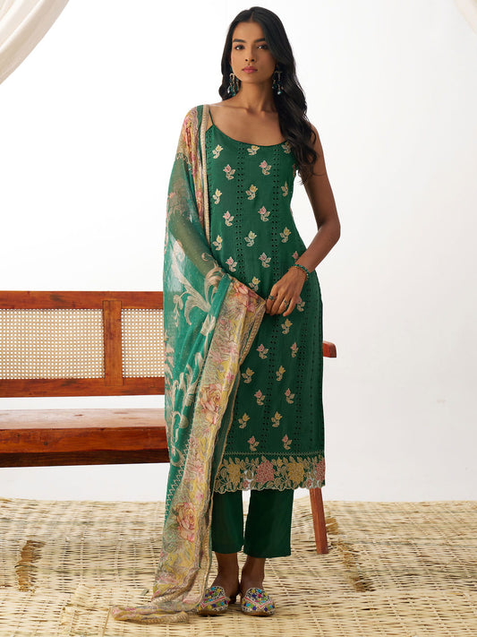 Green Chikankari Embroidery Salwar Suit