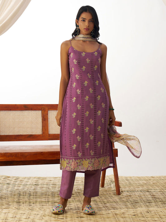 Purple Chikankari Embroidery Salwar Suit