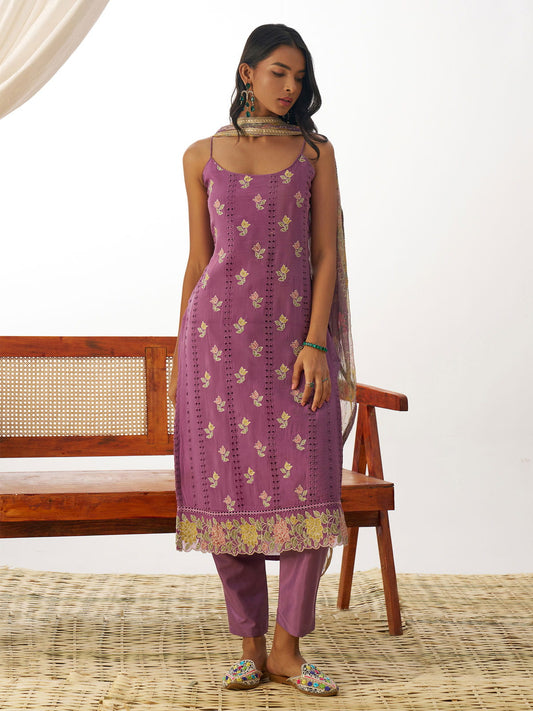 Purple Chikankari Embroidery Salwar Suit