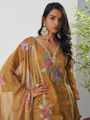 Mustard Fancy Crush Floral Straight Salwar Suit