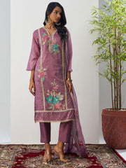 Purple Fancy Crush Floral Straight Salwar Suit