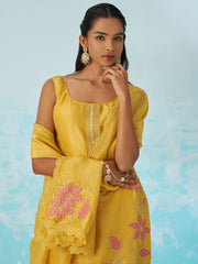 Yellow Embroidery Salwar Kameez Suit