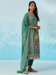 Green Pant Suit With Dupatta