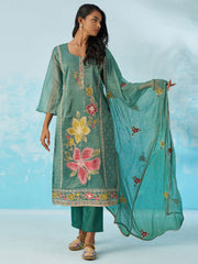 Green Pant Suit With Dupatta