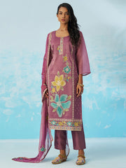 Mauve Pant Suit With Dupatta