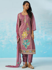 Mauve Pant Suit With Dupatta