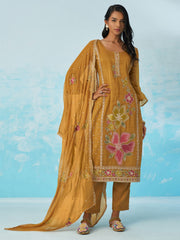Mustard Yellow Pant Suit With Dupatta