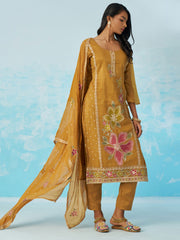 Mustard Yellow Pant Suit With Dupatta