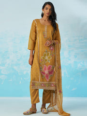 Mustard Yellow Pant Suit With Dupatta