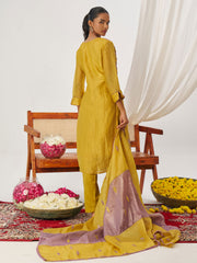 Mauve and Mustard Fancy Crush Pant Style Salwar Suit