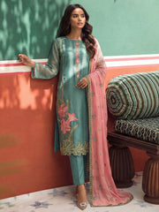 Firozi Pink Floral Embroidered Straight Cut Suit