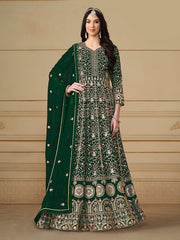 Green Sequence Embroidery Georgette Anarkali Suit