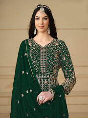 Green Sequence Embroidery Georgette Anarkali Suit