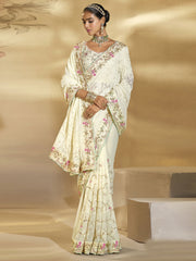 Off White Handwork Embroidery Saree