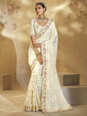 Off White Handwork Embroidery Saree