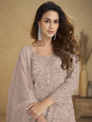 Dusty Mauve Embroidered Wedding Palazzo Suit