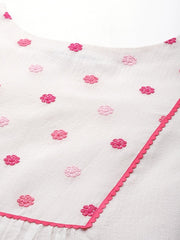 Embroidered Thread Work Kurta With Trousers