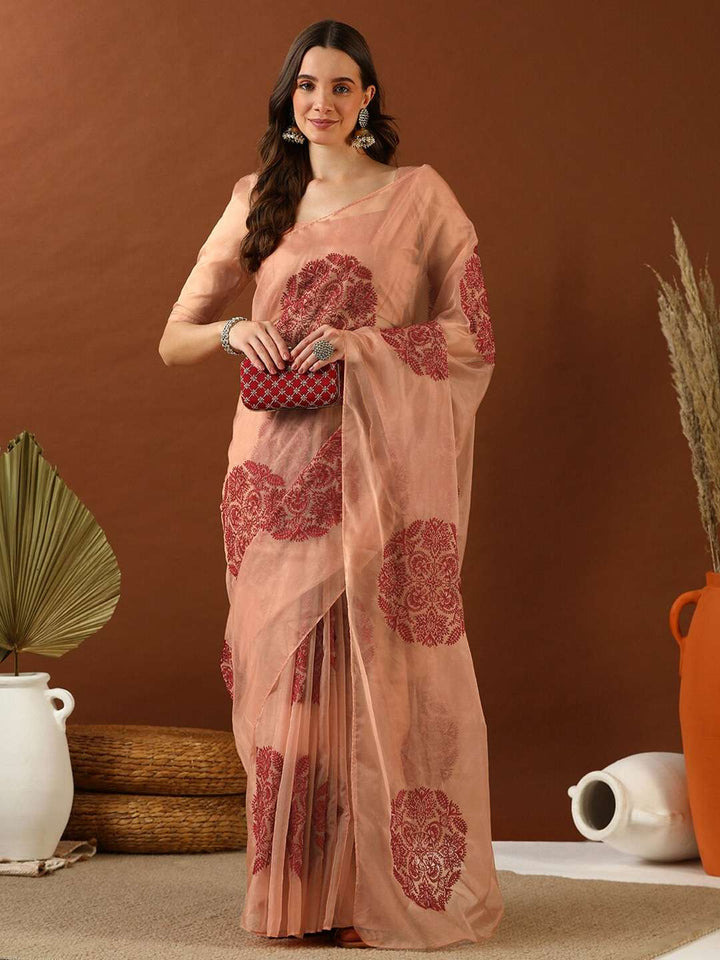 Floral Sequines Embroidered Ruffled Saree