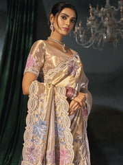 Beautiful Cream Wedding Festive Designer Saree