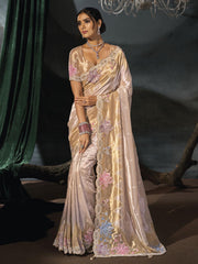 Beautiful Cream Wedding Festive Designer Saree