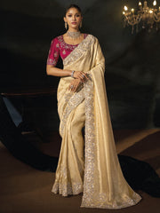 Creamy Wedding Festive Designer Saree