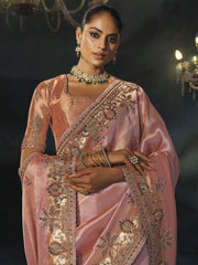Peach Wedding Festive Designer Saree
