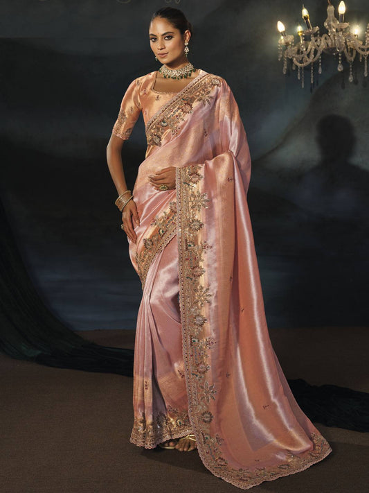 Peach Wedding Festive Designer Saree