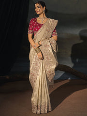 Beige Wedding Festive Designer Saree