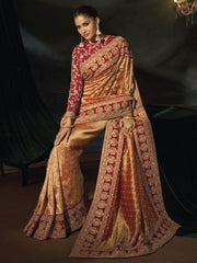 Orange Red Wedding Festive Designer Saree