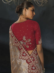 Beautiful Chiku Wedding Festive Designer Saree