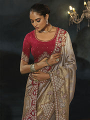 Beautiful Chiku Wedding Festive Designer Saree