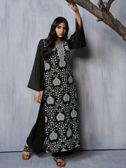 Floral Embroidered Regular Georgette Straight Kurta with Palazzos