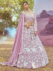 Lavender Georgette Beads embroidery Semi-Stitched Lehenga choli & Dupatta
