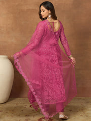 Women Ethnic Motifs Embroidered Panelled Thread Work Kurta with Trousers & With Dupatta