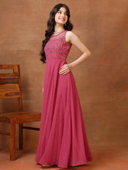 Embellished Round Neck A-Line Ethnic Dresses