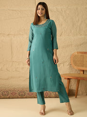 Women Ethnic Motifs Embroidered Regular Mirror Work Kurta with Trousers & With Dupatta