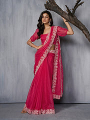 Floral Embroidered Organza Saree