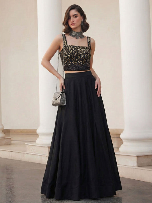 Midnight Noir Beaded Lehenga Set
