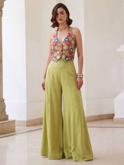 Lime Green Indo Western Palazzo Set