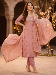 Peach Model Cotton Hand Work Kurta Set