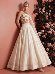 Silk Lehenga Choli In Off White Colour